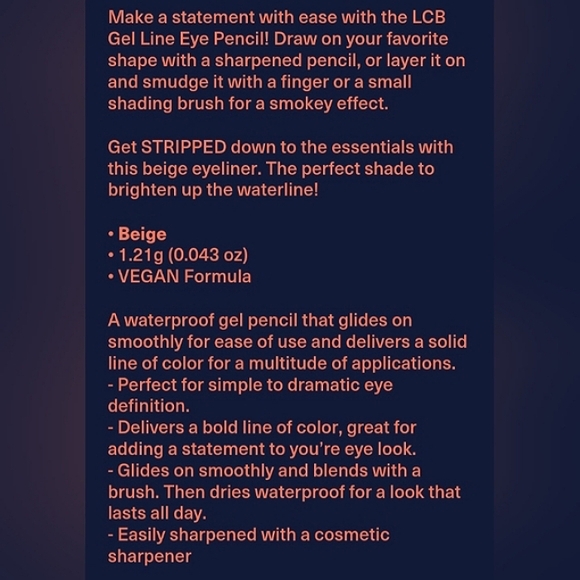 🎉3•$13/4•$16🎉 LOVE CRAFT BEAUTY Gel Line Eye Pencil in Stripped - Picture 5 of 7